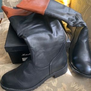 Mark & Maddux Black And Camel Riding Boot (7.5)